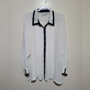 Linea White and Black Womans Dress‎ Shirt